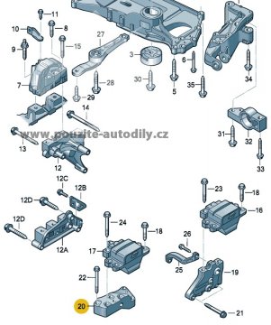 Konzola uložení převodovky vlevo 1K0199117AM / 1KQ199117AM VW, Audi, Škoda, Seat