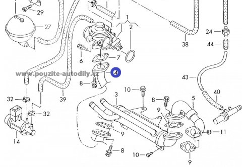 Trubka spojovací pro zpětné vedení spalin 038131521L, VW