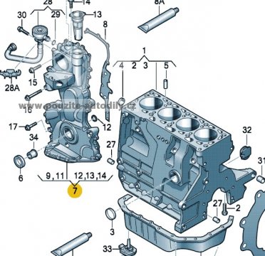 Kryt rozvodu 03C109210G, 03C109211G motor 1,6 FSi BLF VW