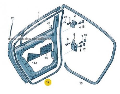 Těsnění dveří pravé zadní VW Passat B6 variant 3C9839702D 5AP