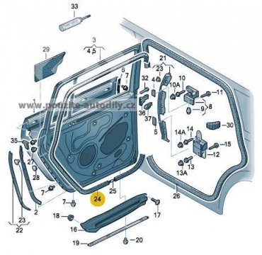 Těsnění dveří vlevo vnější, VW Golf V hatchback 1K6839701F