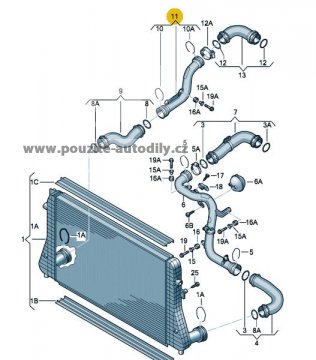 Vzduchová trubka tlaková, VW 1,9TDi 1K0145762P, 1K0145762CK