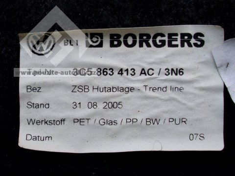 Panel zadního plata, VW Passat B6, 3C5867605F, 1BS