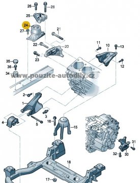 Uložení motoru vpravo originál VW T5, T6, 7H0199256H