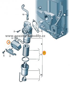 Držák olejového filtru kompletní VW 06F115397F, 2,0TFSi