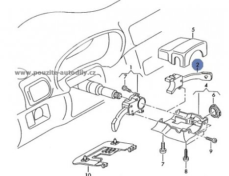 Páčka stěrače a ovládání funkce autom. stírání VW 4B0953503F