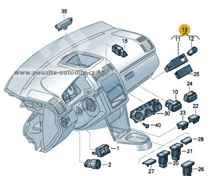 1K0919237C Spínač deaktivace airbagu spolujezdce Volkswagen, Audi, Škoda, Seat