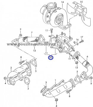 Část sběrného potrubí 059131793E, VW Passat B5