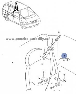 Bezpečnostní pás vzadu vpravo 7M0857816F, originál VW Sharan