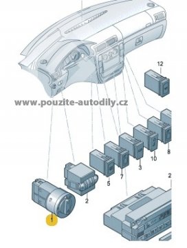 Spínač světel vícenásobný 1C0941531A, originál VW