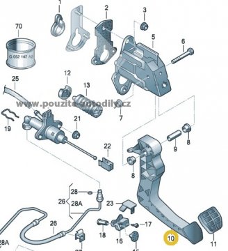 Pedál spojky 6Q1721321C 01C, originál VW Fox, Golf, Polo