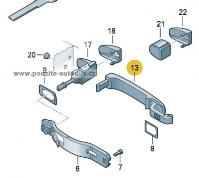 Klika před. dveří, vnější 7L6837205C VW Touareg 03-
