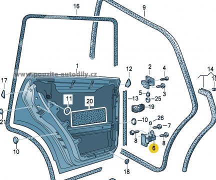 Závěs zad. dveří vlevo dole 7L0833411 VW Touareg 03-