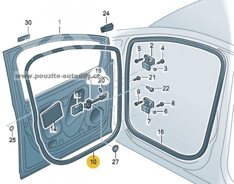 Těsnění dveří vnější vpředu vpravo, 7N0837702B VW Sharan 11-