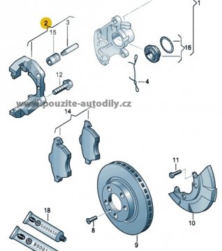 Držák třmenu kotoučové brzdy vpředu 8E0615125, VW Passat B5