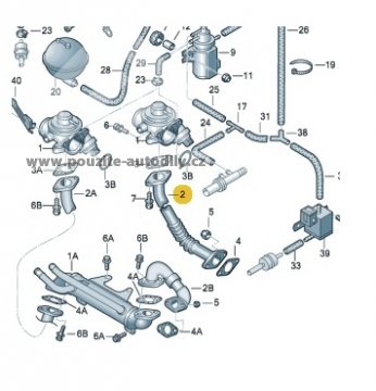 Trubka spojovací pro zpětné vedení spalin 038131521J, VW