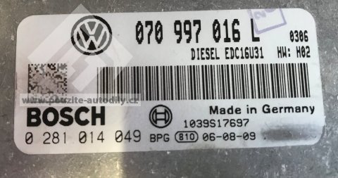 Řídící jednotka 070997016L Bosch motor BPC VW Transportér T5