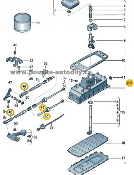 Kulisa řazení + bowden 3C0711049N VW Passat B6