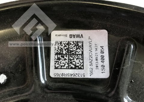 Krycí plech kotoučové brzdy vpravo 6R0615312A VW Polo 6R, UP