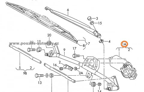 3B1955113D Motorek předních stěračů VW Passat B5