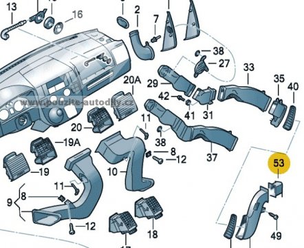 Ofukovač vpravo sloupek B 7H5819202A VW Transporter T5