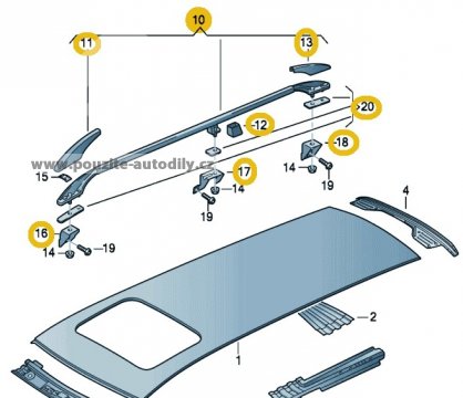 Hagusy 3C9860025, 3C9860026 stř. nosič L/P VW Passat B6 Kom