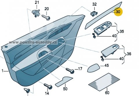 Lišta dveří ozdobna vlevo vpředu 7N0867439 VW Sharan