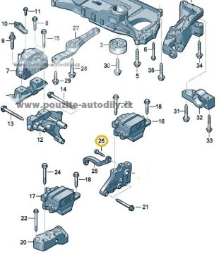 Vzpěra převodovky vlevo 1K0199359E VW