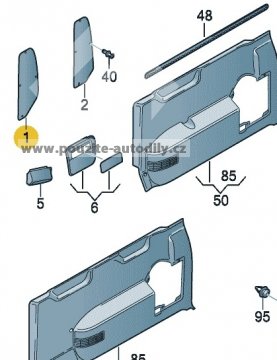 Vyplň boční koženka vlevo vpředu 7H5868409 VW T5 Multivan