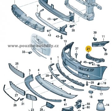 Vodici profil pro př. naraznik vpravo 1K0807890A VW Golf V