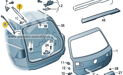 Podpěra pro páté dveře 7P6827851A VW Touareg 7P