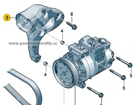 Držák pro kompresor klimatizace 1K0260885B, 1J0145299 upinací prvek VW