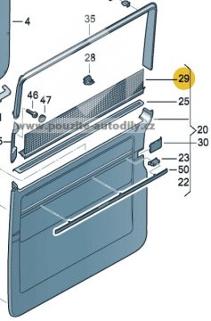 Protisluneční roleta posuvných dveří vlevo 7H5861313B VW T5