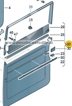 Vyplň posuvných dveří vpravo 7H5867028, 7H9867028 VW T5