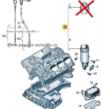 06E115405A Držák olejového filtru Audi, VW