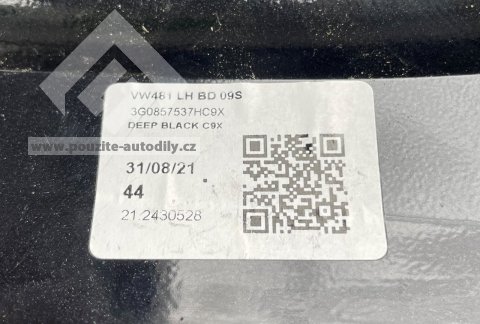 3G0857537H Kryt levého zpětného zrcátka, Deep Black, VW Arteon 3H, Passat B8 3G