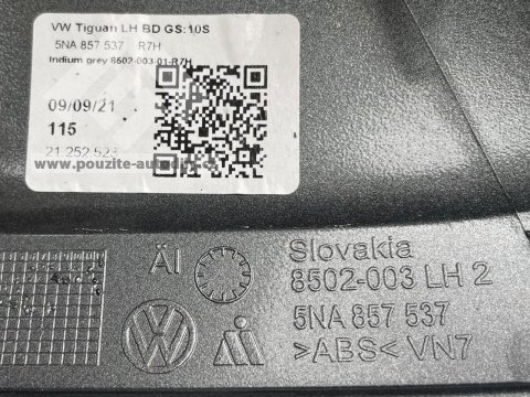 5NA857537 Kryt levého zpětného zrcátka, Indium Grey, VW Tiguan AD, BT
