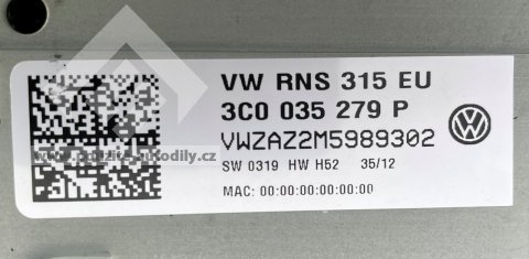 3C0035279P Rádio s navigací VW RNS 315 EU