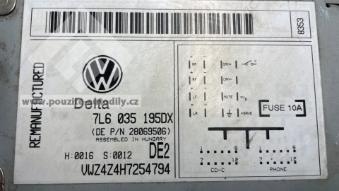 Autoradio CD Delta 7L6035195DX s kodem VW Touareg 7L, Sharan 7M