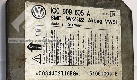 1C0909605A SME 5WK 43122 index 10 Řídicí jednotka airbagu VW, Audi, Škoda, Seat