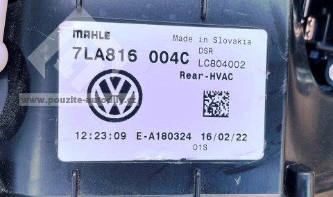 7LA816004C Skříň topení vzadu + ventilátor, regulátor, servomotorek, VW Transportér T6 15-23