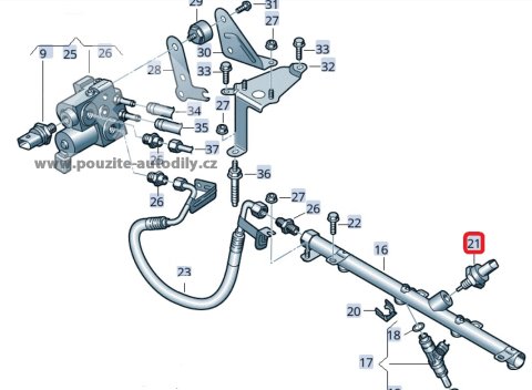 04E906054B Čidlo tlaku paliva CNG BOSCH 0261230475 Volkswagen, Audi, Škoda, Seat