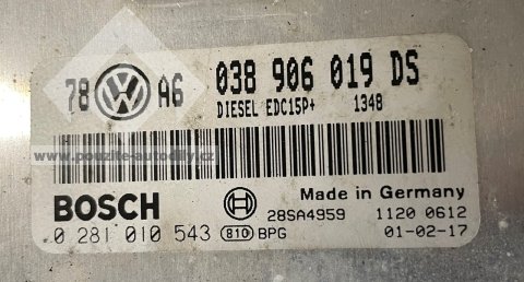 038906019DS / Bosch 0281010543 Řídicí jednotka motoru 1.9 TDi 96kw AVF VW Passat B5 3B