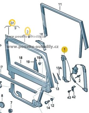Rám dveří zadní pravý 7L0839354L, 7L0839432C VW Touareg 03-