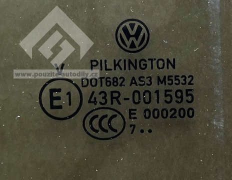 Sklo dveří vlevo vzadu - šedočerné 1T0845025K VW Touran 1T