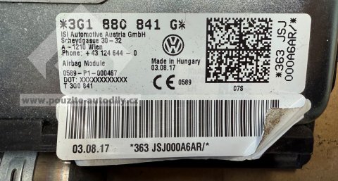 3G1880841G Kolenní airbag řidiče VW Passat B8 3G, Arteon 3H