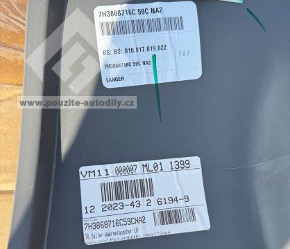 Vyplň boční stěny vpravo vzadu 7H3868716C VW Transporter T5 T6 Long Nová